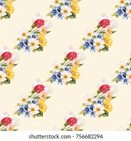 Seamless floral pattern white and tulip Vector Illustration EPS8