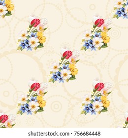 Seamless floral pattern white and tulip Vector Illustration EPS8