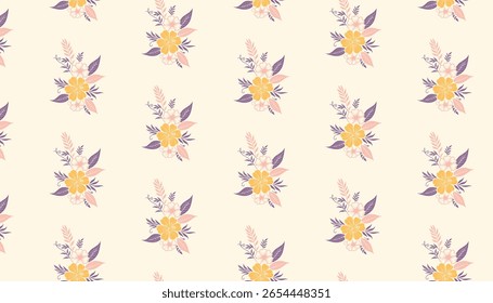 seamless floral pattern with wild blooming branches for spring fabric and packaging