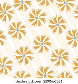 Patrón floral sin foco. Flores silvestres de fondo con interminables huellas botánicas. Diseño de textura de plantas para textiles. El fondo de las flores silvestres repetibles. Ilustración vectorial plana en colores pastel