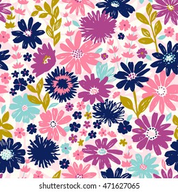 Seamless floral pattern with wild flowers