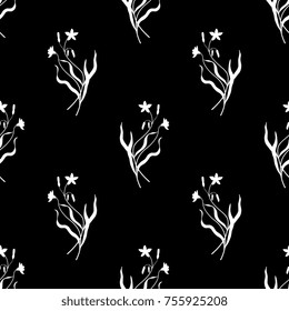 Seamless floral pattern with wild flowers. Delicate vintage style.