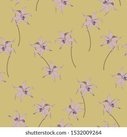 Seamless floral pattern with wild lily flowers. Erythronium hendersonii.