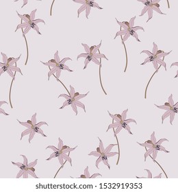 Seamless floral pattern with wild lily flowers. Erythronium hendersonii.
