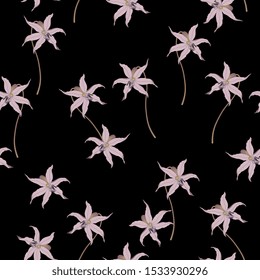 Seamless floral pattern with wild lily flowers. Erythronium hendersonii.