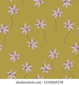 Seamless floral pattern with wild lily flowers. Erythronium hendersonii.