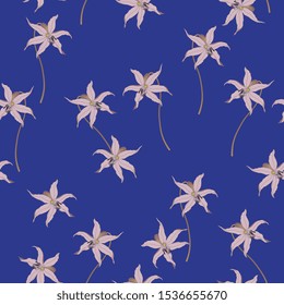 Seamless floral pattern with wild lily flowers. Erythronium hendersonii.