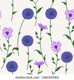 Seamless floral pattern with wild meadow flowers, herbs. Delicate flower print for wallpaper, dress, clothes, surface. Trendy colors. Free order.