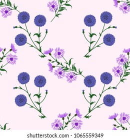 Seamless floral pattern with wild meadow flowers, herbs. Delicate flower print for wallpaper, dress, clothes, surface. Trendy colors. Free order.