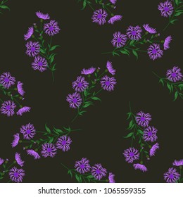 Seamless floral pattern with wild meadow flowers, herbs. Delicate flower print for wallpaper, dress, clothes, surface. Trendy colors. Free order.