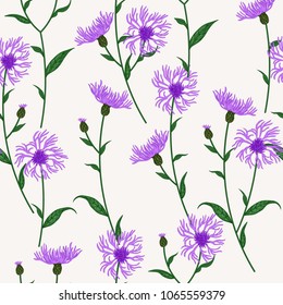 Seamless floral pattern with wild meadow flowers, herbs. Delicate flower print for wallpaper, dress, clothes, surface. Trendy colors. Free order.