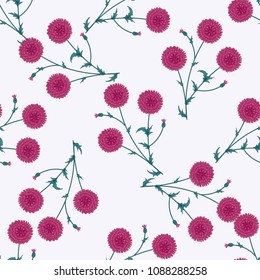Seamless floral pattern with wild meadow flowers, herbs. Delicate flower print for wallpaper, dress, clothes, surface. Trendy color