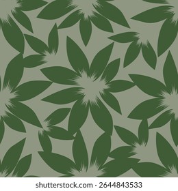 Seamless floral pattern with wild plants in vintage style. Beautiful botanical design with decorative art field: small wild flowers, leaves, twigs on a natural green background. Vector illustration.
