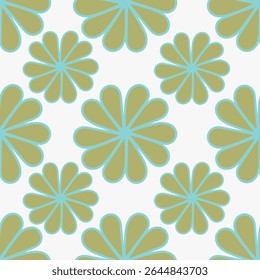 Seamless floral pattern with wild plants in vintage style. Beautiful botanical design with decorative art field: small wild flowers, leaves, twigs on a natural green background. Vector illustration.
