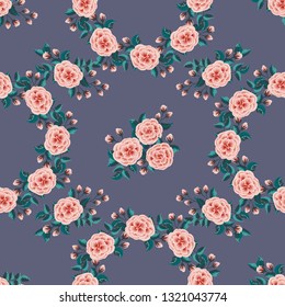 Seamless floral pattern with wild roses. Trendy colors.