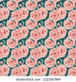 Seamless floral pattern with wild roses. Trendy colors.