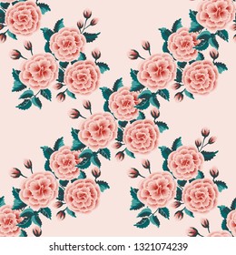 Seamless floral pattern with wild roses. Trendy colors.
