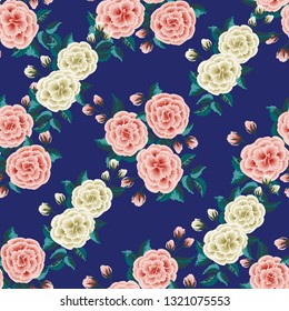 Seamless floral pattern with wild roses. Trendy colors.