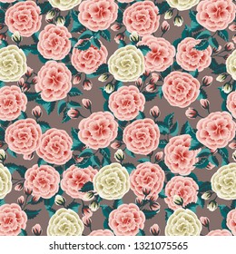 Seamless floral pattern with wild roses. Trendy colors.