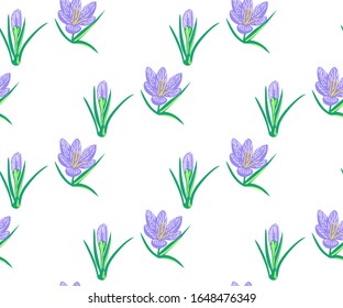 Seamless floral pattern with wild spring flower ornamental decorative background. Vector pattern. Print for textile, cloth, wallpaper, scrapbooking