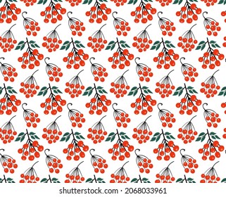 Seamless floral pattern with winter plants. Hand drawn winter holiday design for Christmas and New Year greeting cards, fabric, wrapping paper. Vector illustration