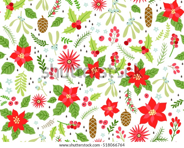 Seamless Floral Pattern Winter Plants Winter Stock Vector (Royalty Free ...