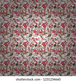 Seamless floral pattern with wonderful flowers in brown, white and gray tones. Vector illustration.