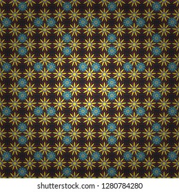 Seamless floral pattern with wonderful flowers in gray, yellow and blue tones. Vector illustration.