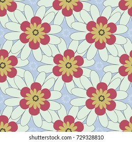Seamless floral pattern with wonderful flowers in pink tones. Vector illustration.