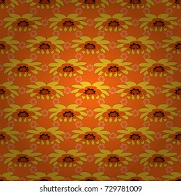 Seamless floral pattern with wonderful flowers in yellow, black and orange tones. Vector illustration.