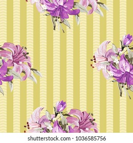 Seamless floral pattern with wonderful lilies Vector Illustration