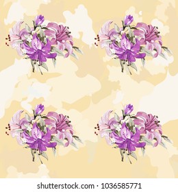 Seamless floral pattern with wonderful lilies Vector Illustration