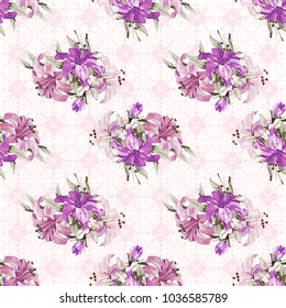 Seamless floral pattern with wonderful lilies Vector Illustration