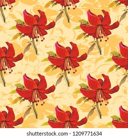 Seamless floral pattern with wonderful lilies Vector Illustration
