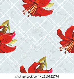 Seamless floral pattern with wonderful lilies Vector Illustration