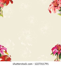 Seamless floral pattern with wonderful lilies Vector Illustration