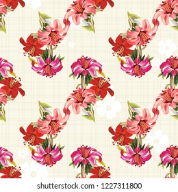 Seamless floral pattern with wonderful lilies Vector Illustration
