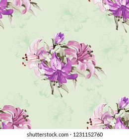Seamless floral pattern with wonderful lilies Vector Illustration 