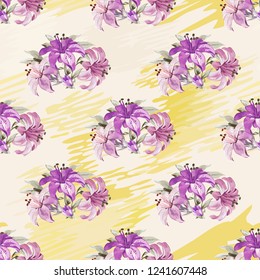 Seamless floral pattern with wonderful lilies Vector Illustration