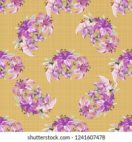Seamless floral pattern with wonderful lilies Vector Illustration