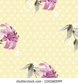 Seamless floral pattern with wonderful lilies Vector Illustration