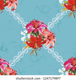 Seamless floral pattern with wonderful lilies Vector Illustration