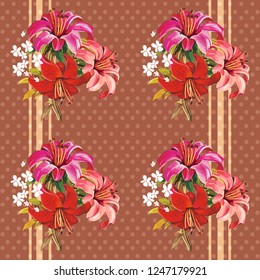 Seamless floral pattern with wonderful lilies Vector Illustration