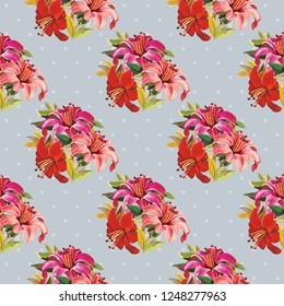 Seamless floral pattern with wonderful lilies Vector Illustration