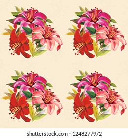 Seamless floral pattern with wonderful lilies Vector Illustration