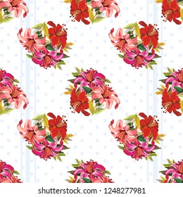 Seamless floral pattern with wonderful lilies Vector Illustration