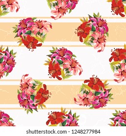 Seamless floral pattern with wonderful lilies Vector Illustration