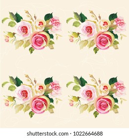 Seamless floral pattern with wonderful roses Vector Illustration