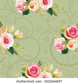 Seamless floral pattern with wonderful roses Vector Illustration