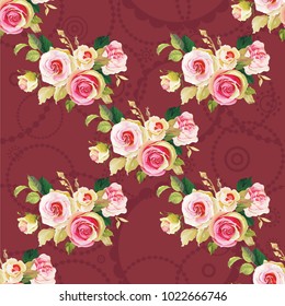 Seamless floral pattern with wonderful roses Vector Illustration